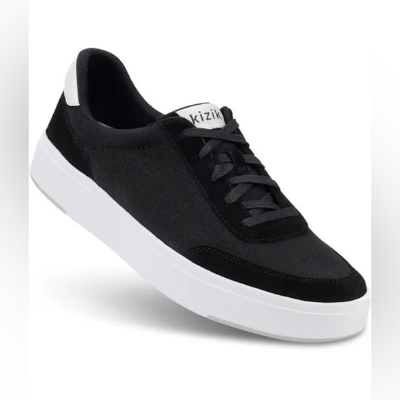 Kizik Men's Prague Lace-Up Suede Canvas Sneaker Size 8.5 US Black Shoes - Picture 1 of 8
